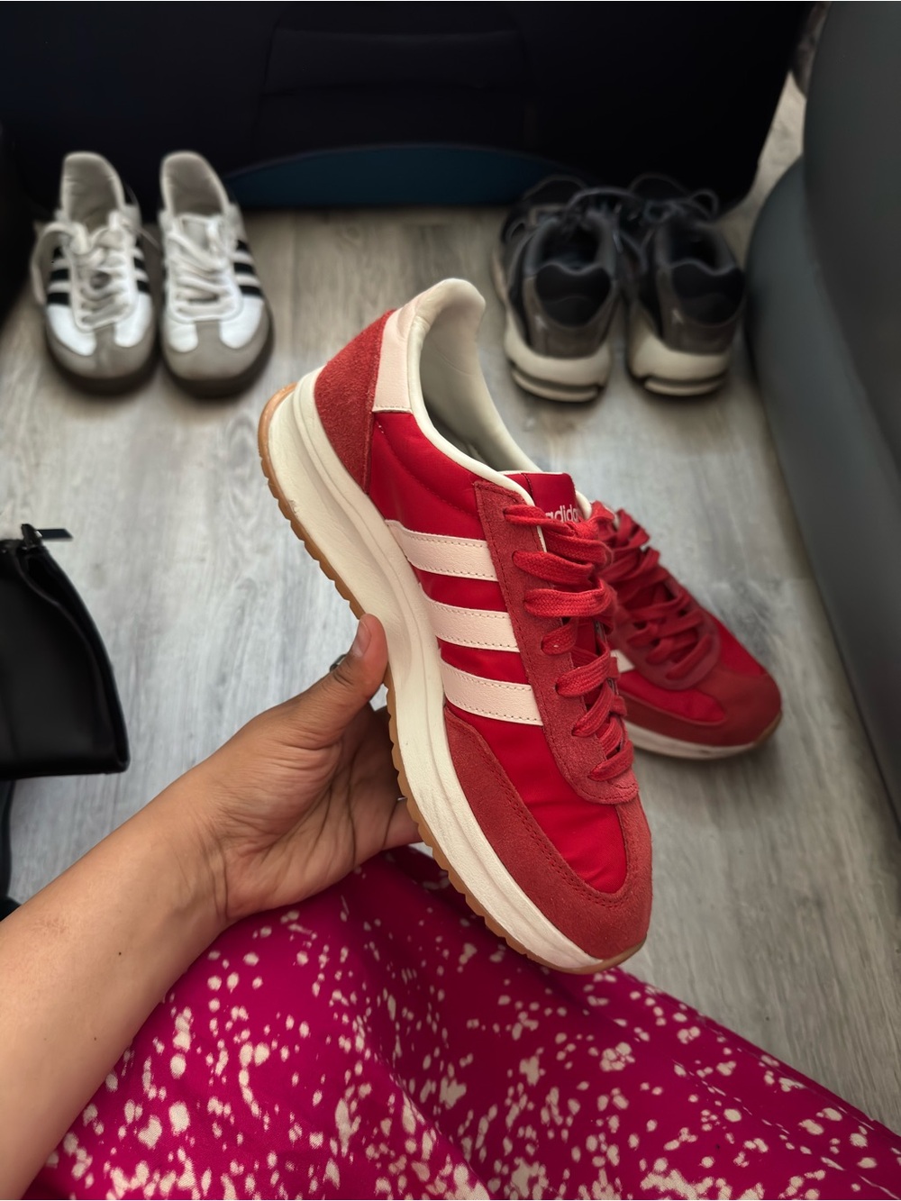 adidas Red and White Retro-Inspired Women's Sneakers